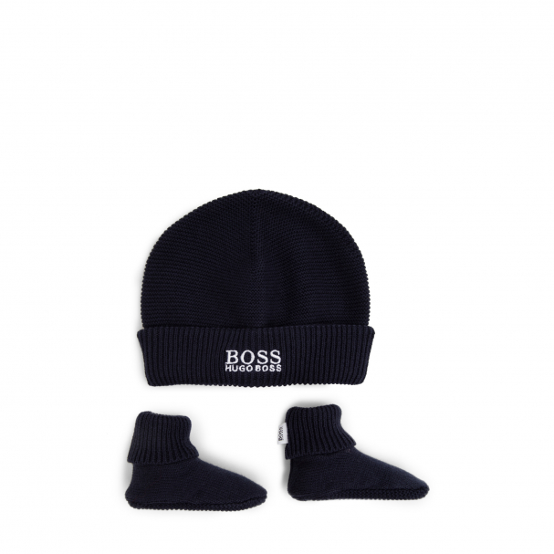 BOSS Hat & Booties set for Baby - Blue in UAE