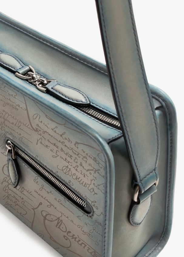 Berluti Journalier Scritto leather messenger bag for Men - Blue in  