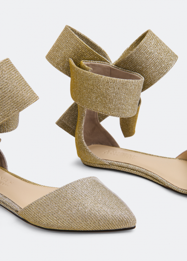 Aminah Abdul Jillil Bow ballet flats for Girl Gold in Bahrain Level Shoes