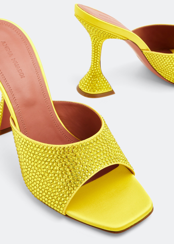 Amina Muaddi Lupita crystal mules for Women - Yellow in UAE | Level Shoes