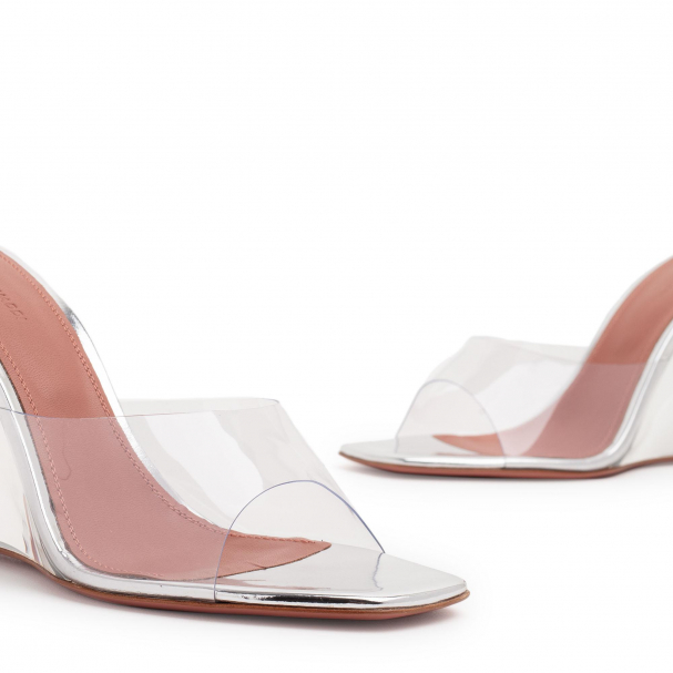 Amina Muaddi Lupita Glass wedge sandals for Women Neutral in UAE