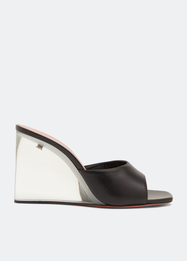 Amina Muaddi Lupita Glass wedge sandals for Women Black in UAE