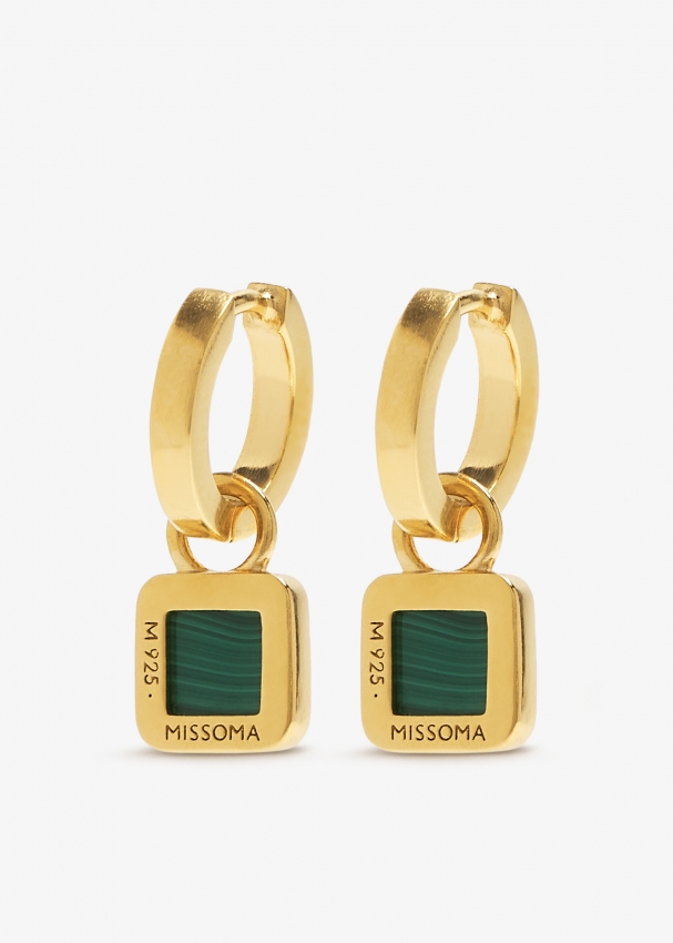 ★MISSOMA★ LUCY WILLIAMS SQUARE MALACHITE CHARM EARRINGS MISSOMA Lucy Williams Square Malachite Charm Mini Hoop