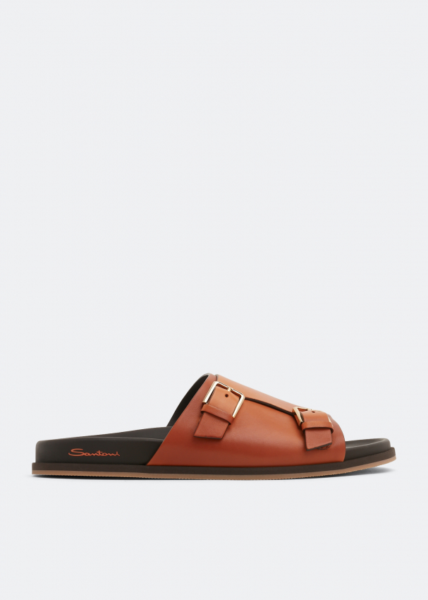 Santoni Doctor -Gort50 leather slides - Brown