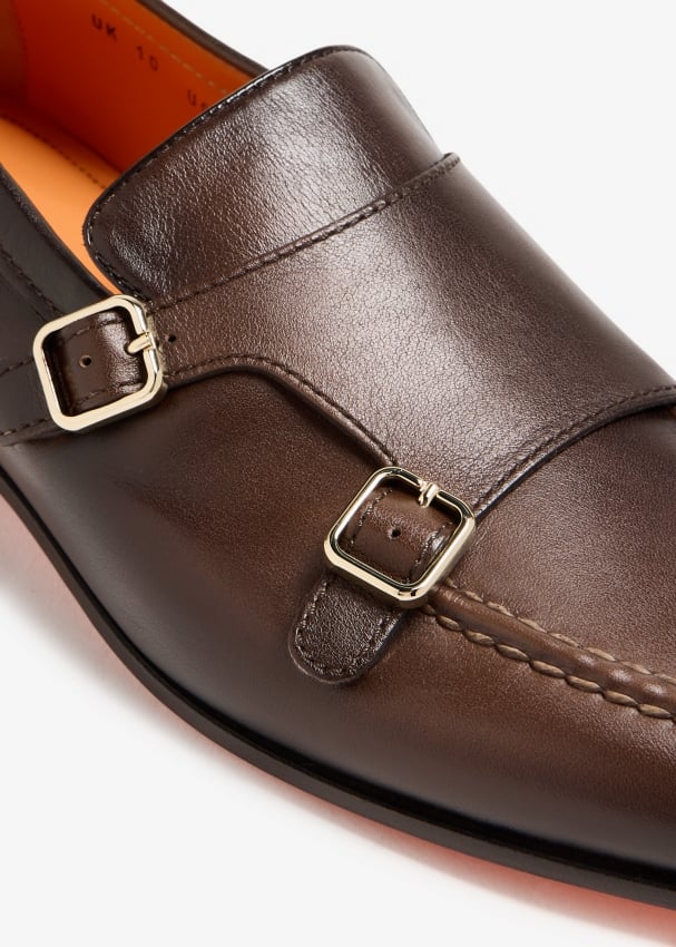 Santoni Monk strap loafers for Men Brown in KSA Level Shoes