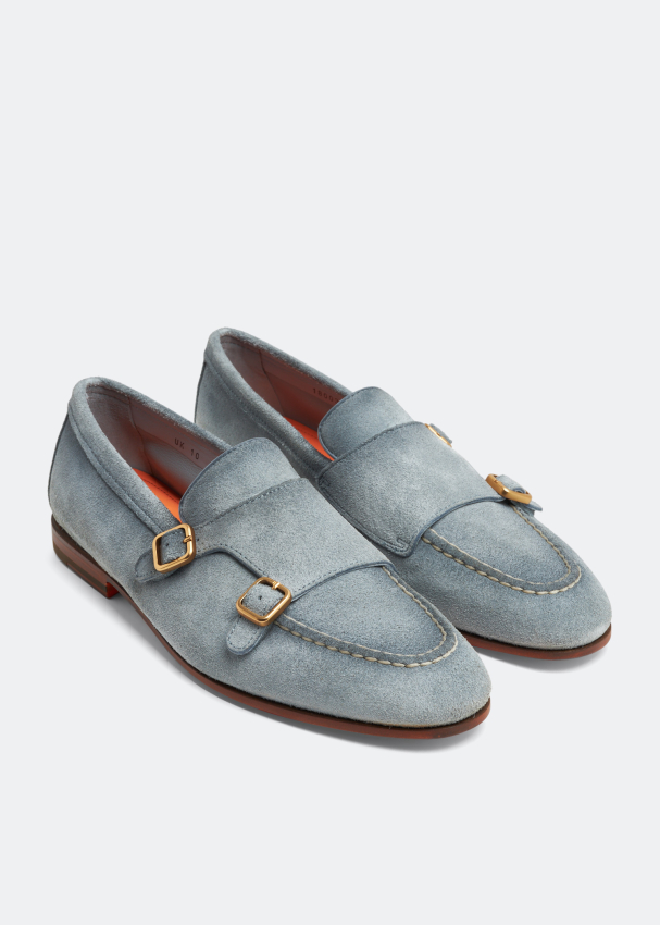 Santoni Monk strap loafers for Men Blue in UAE Level Shoes