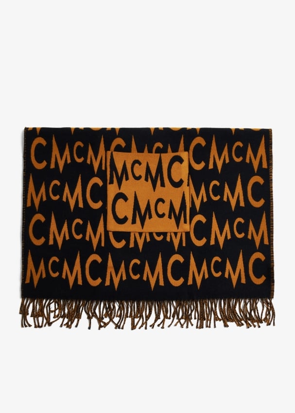 MCM Logo wool stole for Men - Black in UAE