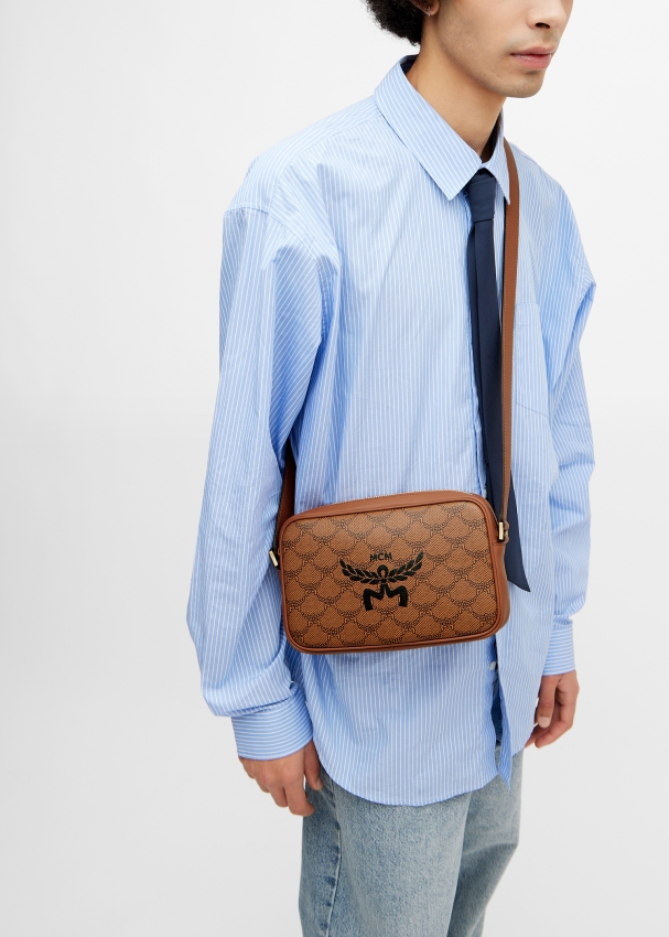 MCM Himmel small crossbody bag for Men Brown in Bahrain Level Shoes