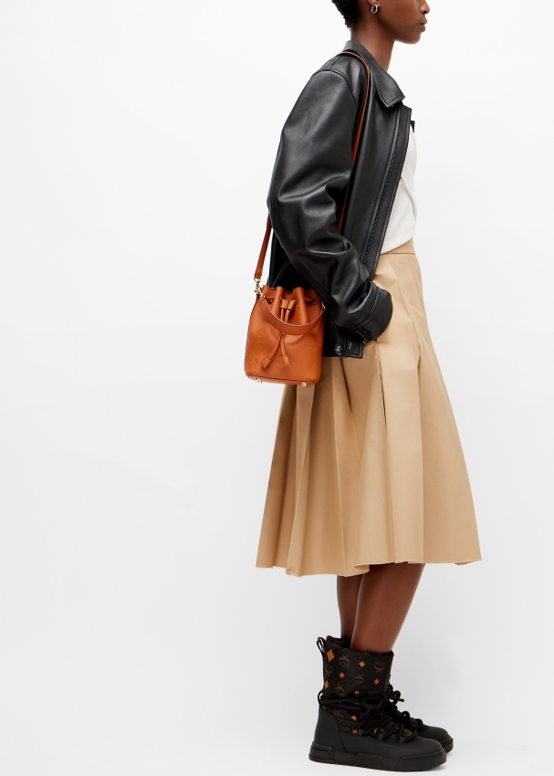 MCM Dessau drawstring mini bucket bag for Women - Brown in UAE | Level ...