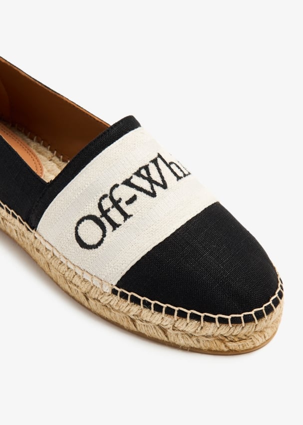 Off White Bookish linen espadrilles for Women Black in UAE Level Shoes