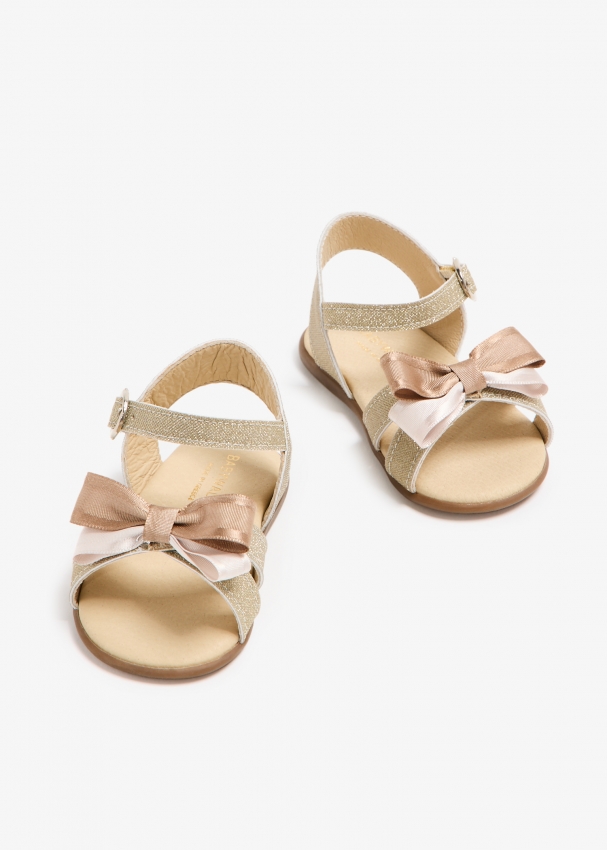 Cute Walk by Babyhug Sandals Bow & Stones Applique - Golden