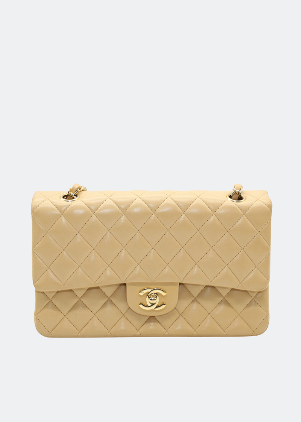 Chanel Pre-Loved Chanel Classic Double Flap Bag in Beige Lambskin Leather  for Women - Beige in KSA