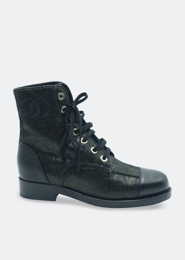 CHANEL, Shoes, Chanel Boots Lace Up Combat New Womens 37