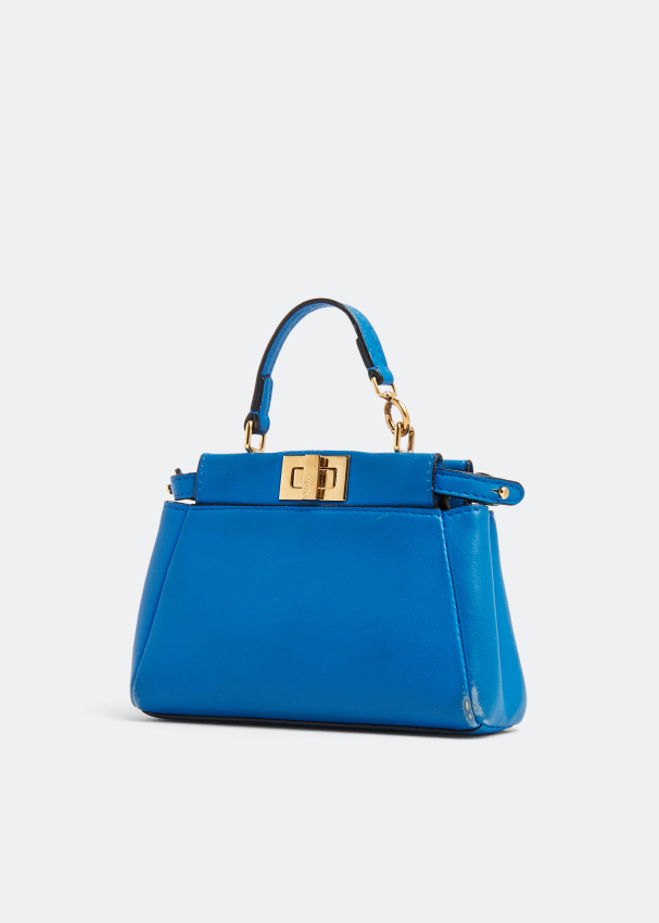 Fendi Pre-owned Micro Peekaboo Leather Tote Bag - Blue