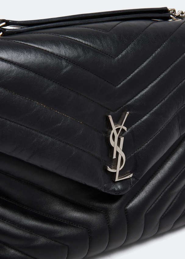 Saint Laurent Monogram Loulou Medium Black Patent Leather Shoulder