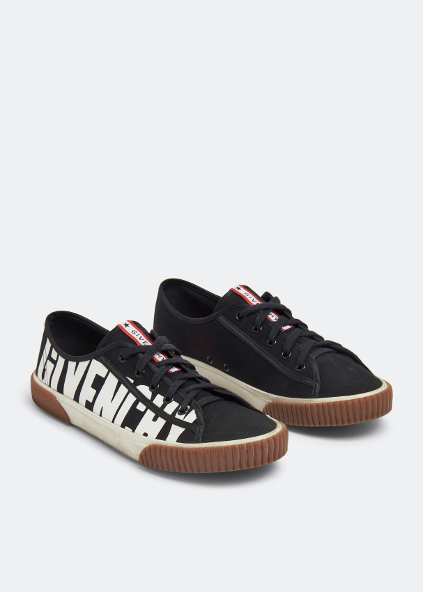 Men's luxury sneakers - Givenchy Runner Sneakers in leather and white  canvas with logo