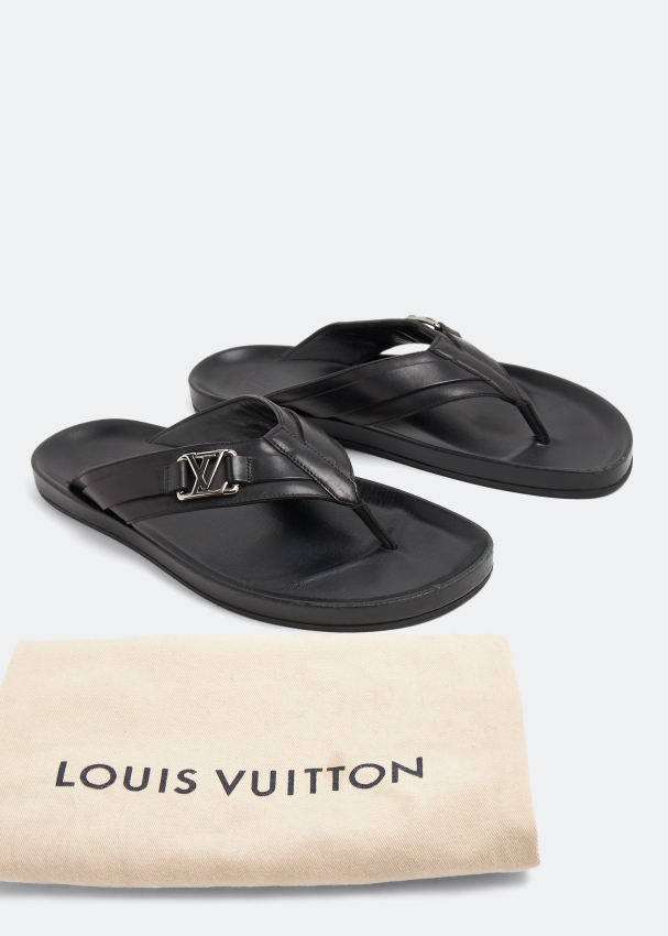 Louis Vuitton Mirabeau Thong Slide In Black LV Initials, Men