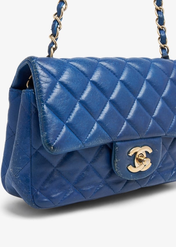 🇯🇵 Preloved Chanel Mini Sling classic flap Bag 17 cm Caviar skin
