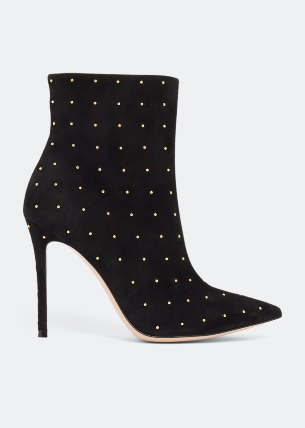 Luxury women's boots - Valentino Rockstud ankle boots in black leather  studded