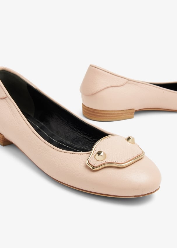 Pre-owned Leather Ballet Flats In Pink