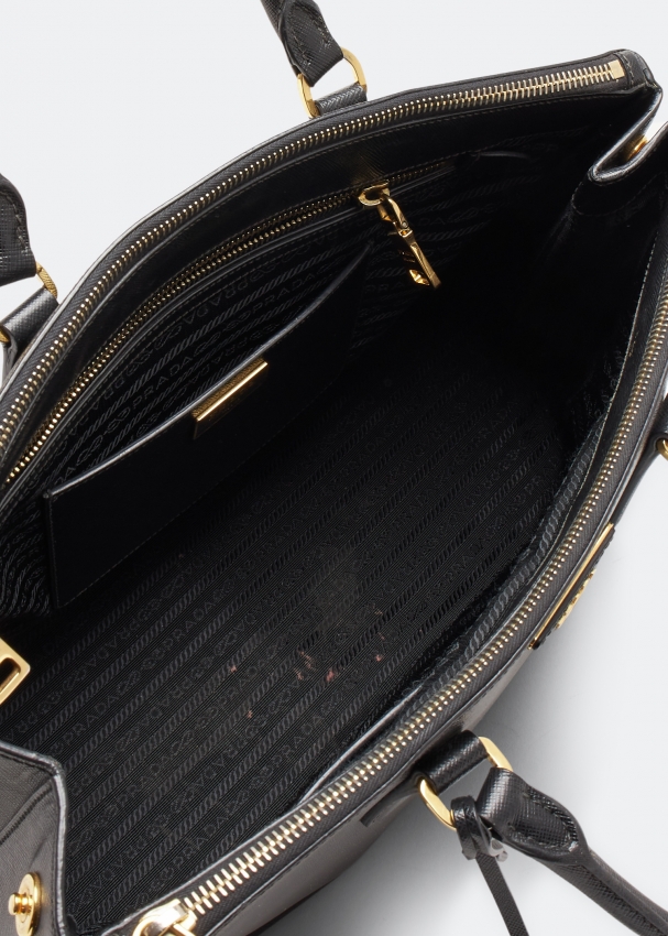 Saffiano Cuir Large Double-Zip Tote Bag Black