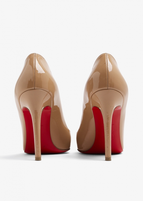 Christian Louboutin, Pigalle Follies 100 beige patent leather pumps