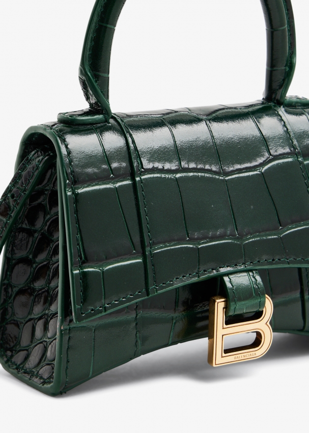 Balenciaga Hourglass Xs Top Handle Bag Green