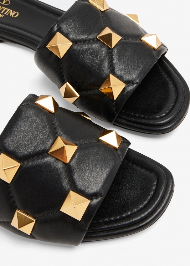 Black stud slides hotsell