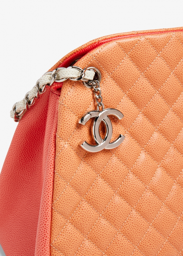 Chanel Patent Mademoiselle Bowling Bag - Medium in Red