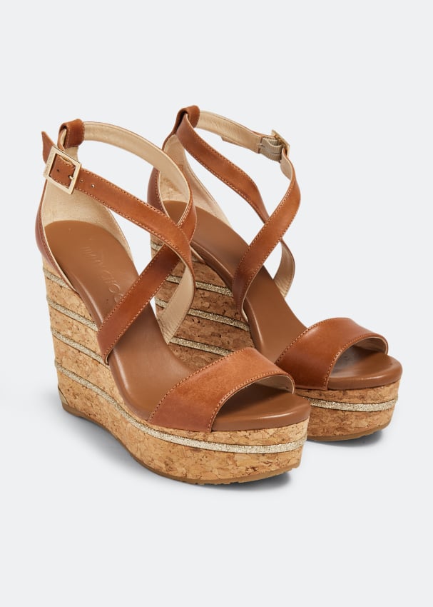 Jimmy choo tan wedges hotsell