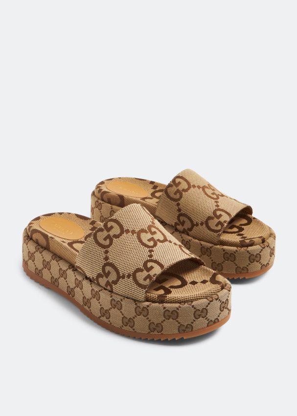 Gucci PreLoved Jumbo GG platform slides for Women Prints in UAE