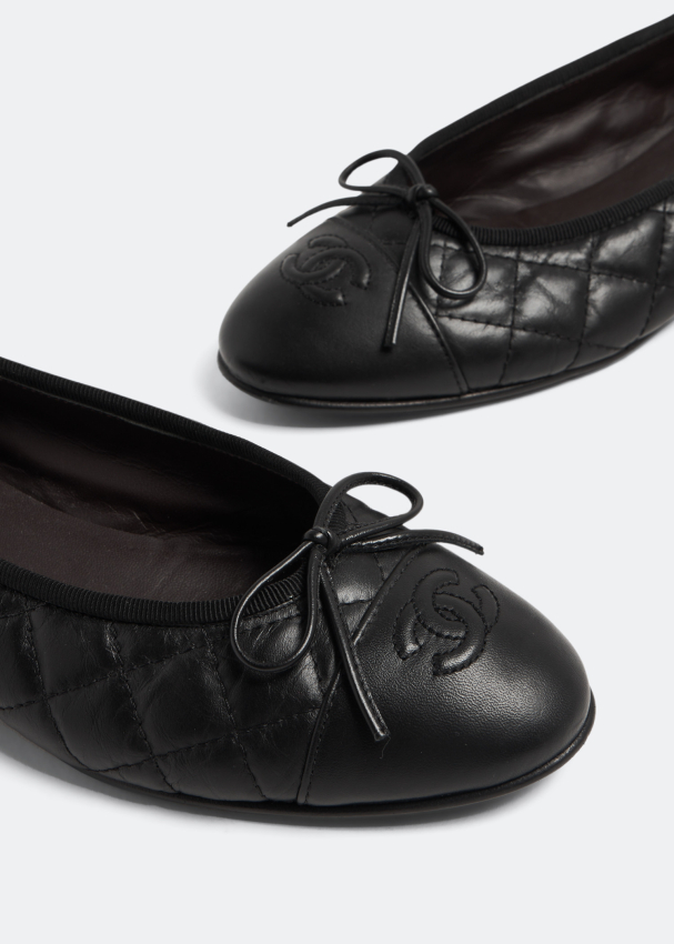 Chanel Pre-Loved Quilted CC bow ballerinas for Women - Black in Kuwait
