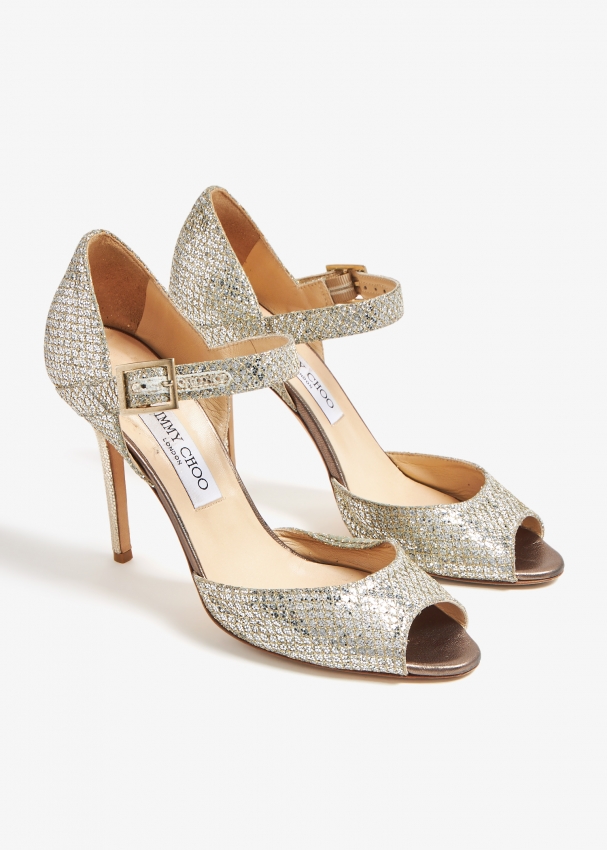 Jimmy Choo Pre Loved Lace Mary Jane sandals for Women Silver in