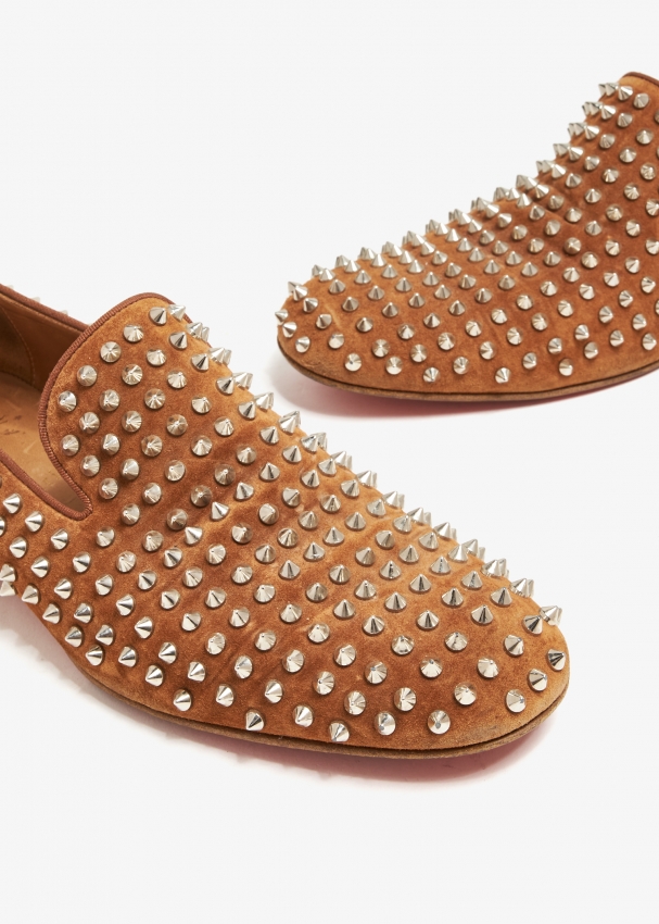 Louboutin mens gold spiked shoes on sale