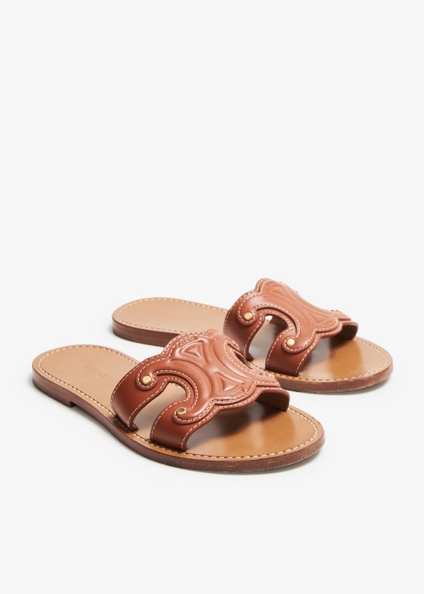 Celine Pre Loved Triomphe sandals for Women Brown in UAE Level Shoes