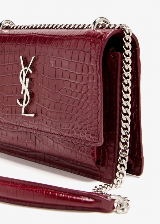 Ysl sunset chain wallet croc best sale