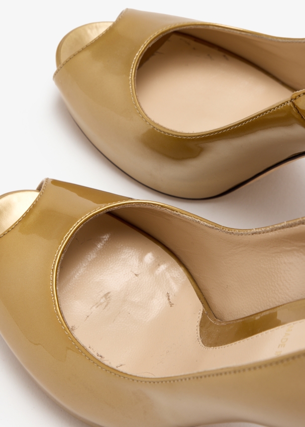 FENDI Pre-Loved Zucca peep-toe pumps for Women - Gold in UAE