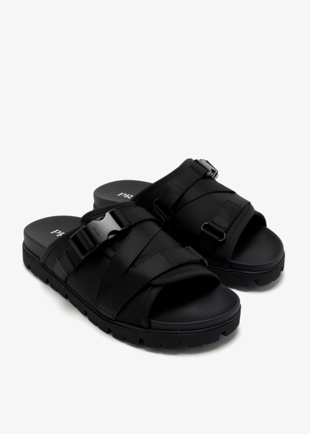 Prada Pre-Loved Fussbett Nastro sandals for Men - Black in Qatar | Level  Shoes