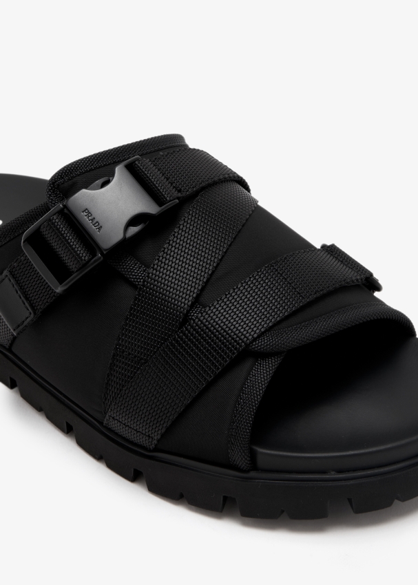 Prada Pre-Loved Fussbett Nastro sandals for Men - Black in Qatar | Level  Shoes