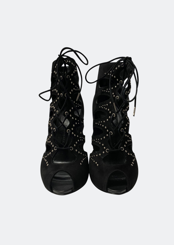Alexander Mcqueen Pre Loved Cut out studded lace up boots for