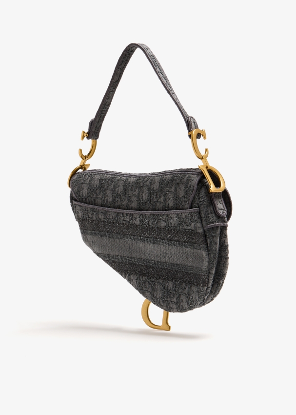 Dior Pre-Loved Classic Oblique Saddle bag for Women - Grey Dior Pre-Loved Classic Oblique Saddle bag for Women - Grey