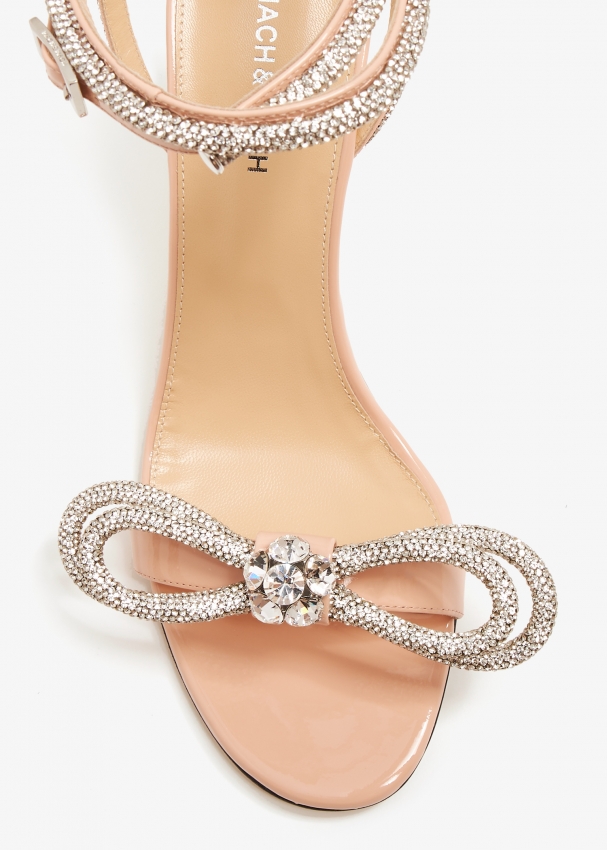 Double C Big Bow Pearl Chain Sandals White Lambskin