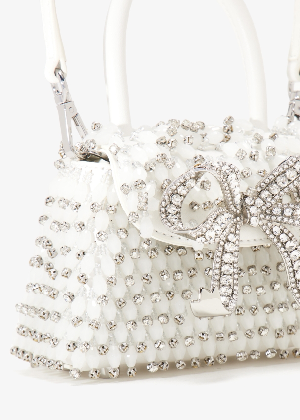 Cream Leather Micro Bow Bag