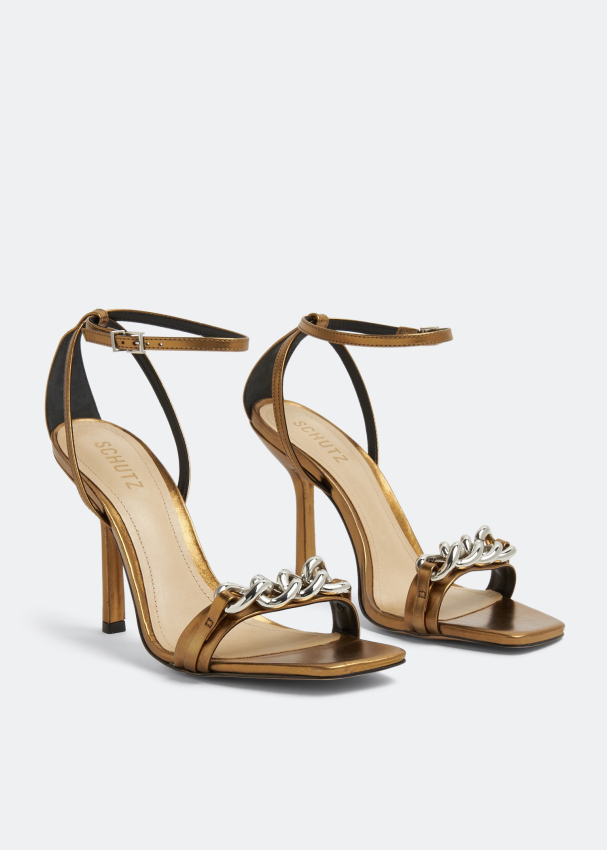 Schutz Lindsay sandals for Women Gold in UAE Level Shoes