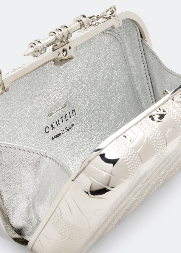 Okhtein Sahra engraved clutch for Women Silver in UAE Level Shoes
