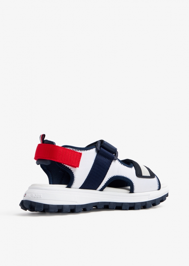 TOMMY HILFIGER: sneakers in recycled synthetic leather with Velcro - White