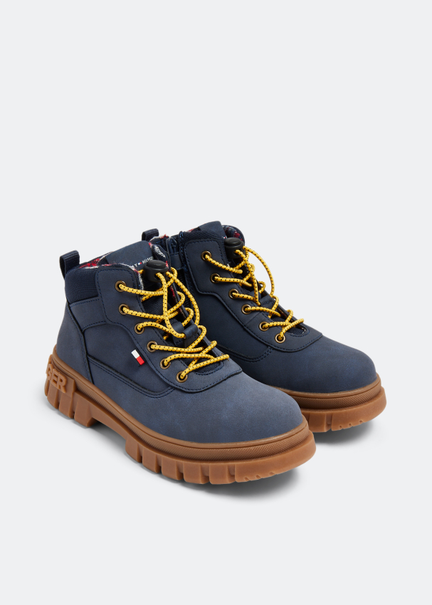 Blue tommy hilfiger boots clearance