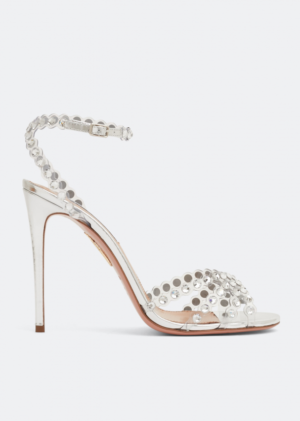 Aquazzura Tequila Plexi sandals for Women - Silver in UAE | Level Shoes