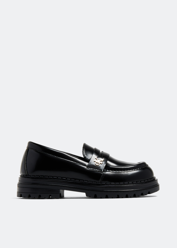 Calvin Klein CK metallic logo loafers for Girl Black in UAE