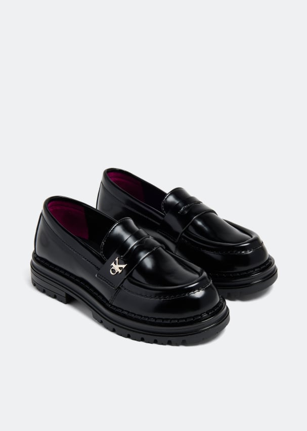 Calvin Klein CK metallic logo loafers for Girl Black in UAE